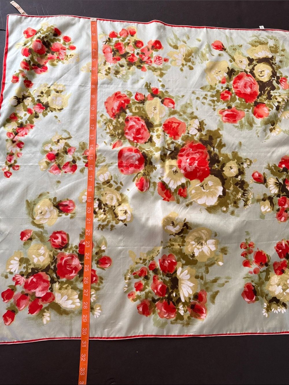 Vintage Light Green Floral Silk Scarf - Picture 2 of 15